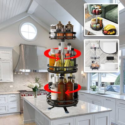 Organizator metalic rotativ la 360° pentru depozitare (3 nivele) | SPINSTORE